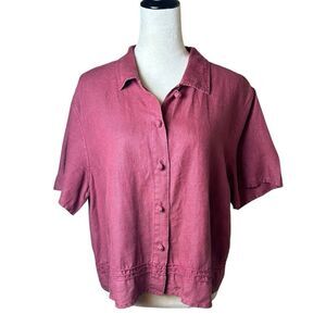 Outfit JPR 100% Linen Button Down Shirt Brick Red Coastal Boxy Fit Women’s Large